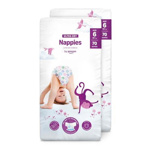 By Amazon Ultra Dry Windeln Größe 6 (15+ kg) - MONATSBOX, Weiß, 140 Stück (2 Packungen mit 70) (Früher Unter Der Marke Mama Bear, Identisches Produkt)