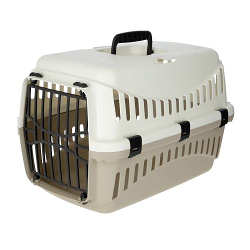 Kerbl Pet Transportbox Expedion, Hundebox, Katzenbox, creme/taupe, 45x30x30cm, Kunststoff, max. Tiergewicht 10kg