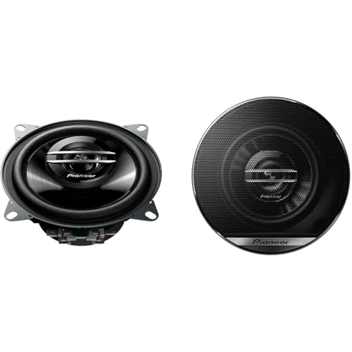 PIONEER TS-G1020F 10 cm 2-Weg-Koaxiallautsprecher Set mit 2 Lautsprechern (je 210 W max., 30 W Sinus), kraftvoller Klang, hoher Wirkungsgrad, 43 mm Einbautiefe, 106 mm Einbauausschnitt, mit Gitter