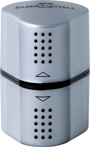 FABER-CASTELL 183800 - Dosenspitzer Grip 2001, 3in1, Anspitzer mit Behälter für Blei- und Buntstifte