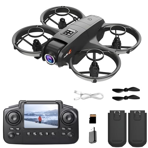OBEST Drohne mit Kamera, 2,4-Zoll Fernbedienung mit Bildschirm, Fliegendes Spielzeug für Kinder mit Variabler Geschwindigkeit, SD-Karte, 2 Batterien, Geeignet für Erwachsene und Anfänger