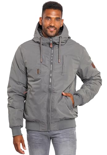 ALESSANDRO SALVARINI Herren Winterjacke (S-3XL) mit Kapuze - Teddyfleece innen komplett, Winddicht, Warme Jacke Männer - AS-320 DGrau Large