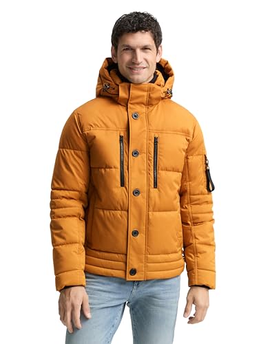 TOM TAILOR Herren 1046971 Pufferjacke Mit Abnehmbarer Kapuze, 10821 - Peanut Butter Brown, XXL EU