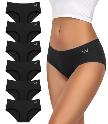 TANSTC Damen Baumwoll Hipster Slips – 6er-Pack, Niedrige Taille, Stretch & Atmungsaktive Sportunterwäsche - Damen Slips L