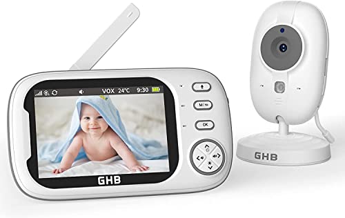 GHB Babyphone mit Kamera 3,5 Zoll Video babyphone mit VOX Modus Babyphone Nachtsicht Gegensprechfunktion Schlaflieder Babyfon, 720p