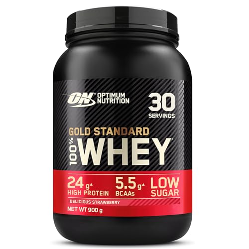 Optimum Nutrition Gold Standard 100% Whey, Proteinpulver, Geschmack Delicious Strawberry, 900g, 30 Portionen
