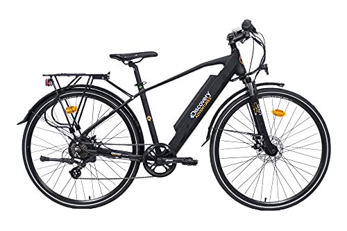 Denver Discovery Herren E8200 E-Bike mit Rädern von 28 Zoll und Federgabel, Shimano 7-Gang-Schaltung, Mattschwarz