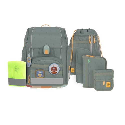 LÄSSIG 7-teiliges Schulranzen Set Kinder/School Set Boxy Unique Letters Green