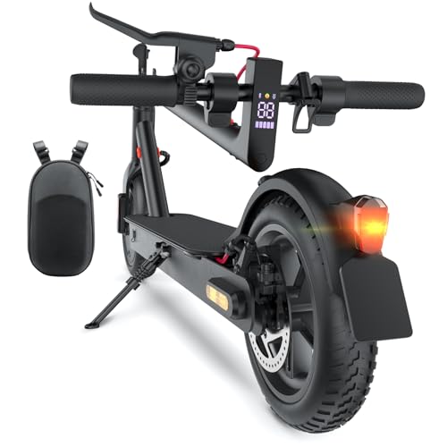 E Scooter mit Straßenzulassung, 10/8.5 Zoll Elektroroller 500W Peak, Max 45/30km Reichweite, Doppelbremse&Stoßdämpfung, APP-Verbindung, 3s Klappbar LED-Licht & Reflektoren E Roller für Erwachsene