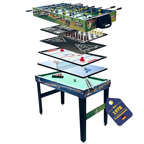 Best Sporting Tischkicker Kinder & Erwachsene 10 in 1 Set I Multigame-Spieltisch I Air-Hockey Tischtennis Billard-Tisch u.v.m. I Tischfußball Kinder I Kicker in 122 x 60 x 81,5 cm (Bunt)