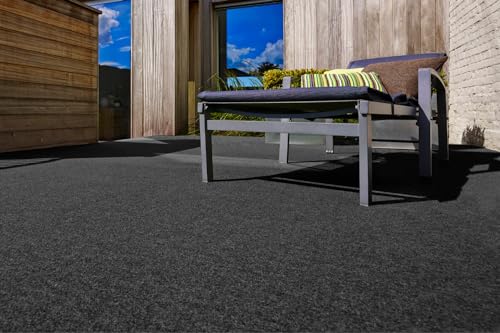 andiamo Kunstrasen Outdoor wasserdurchlässig, Rasenteppich wetterfest, Drainage-Noppen, UV-beständig, für Balkon und Garten, Farbe:Anthrazit, Größe:200 x 400 cm