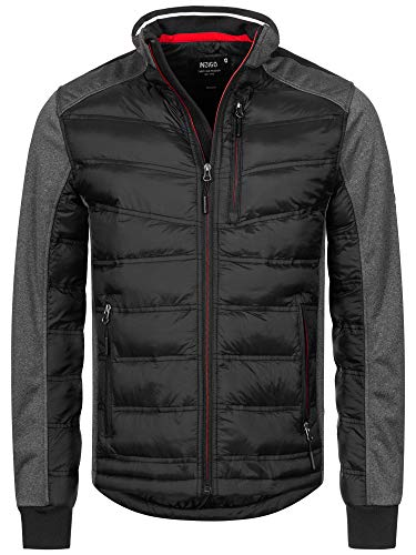 Indicode Herren Alterio Steppjacke mit Softshell-Ärmeln | Übergangsjacke für Männer Black, XL