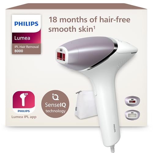 Philips Lumea IPL 8000 Series Haarentfernungsgerät mit SenseIQ Technologie – Alternative zur Laserhaarentfernung – 2 Aufsätze für Körper & Gesicht (BRI944/00)
