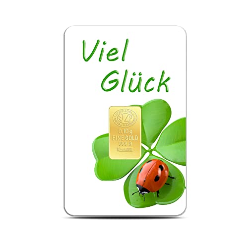 Goldbarren 0.1 Gramm Top - Geschenk Feingehalt 999,9 Goldbarren 0,10g. (Viel Glück)
