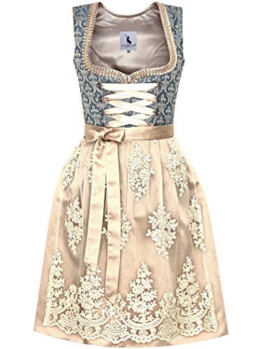 Alpenmärchen Midi Dirndl aus Exklusiver Kollektion inkl. Spitzenschürze Gr.40 - ALM556
