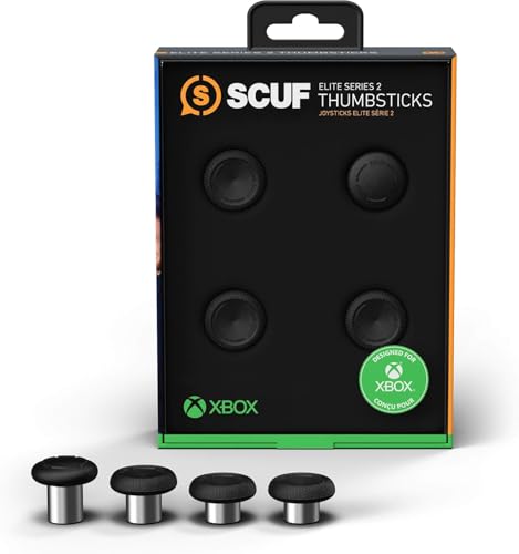 Scuf Elite Series 2 Performance Thumbsticks für Xbox Elite Series 2 (Verbesserte Griffigkeit, Verschiedenen Optionen für Richtige Länge und für Handgröße) 4er-Pack - Schwarz