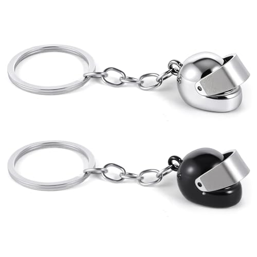 Nogeqi 2 Stück Motorrad Schlüsselanhänger Moped 3D Motorradhelm Schlüsselanhänger Motorrad Geschenke für Motorradfahrer, Auto Keychain Anhänger Deko Moped Zubehör Geburtstag Weihnachten Geschenk