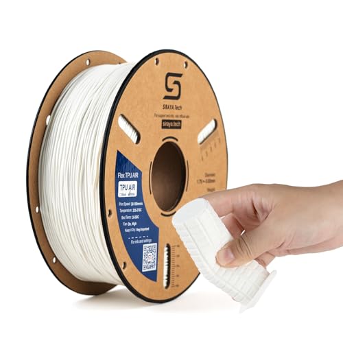Siraya Tech Flex TPU Air – Leichtes, aktiv schäumendes TPU-Filament, einstellbare Härte 65A–82A, 3D-Druckerfilament, schnelles Drucken, weich, für Wearables 3D-Druckmaterialien (Weiß, 1 kg)