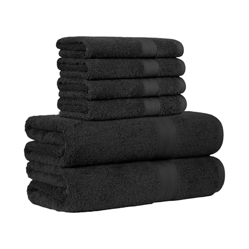 Amazon Basics Fade Resistant Bath and Hand Towel Set - Black