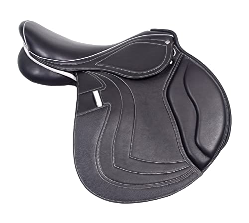 WILD RACE Leather Jumping/Close Contact, Double Flap Changeable Gullets Medium Saddle (18