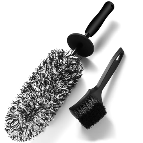 SOMLAW Microfaser Felgenbürste und Reifenbürste - Kratzfreie schonende Reinigung für alle Felgen - Ideal für hochwertige Felgen - Microfaser Felgenbürste Alufelgen, Auto Felgen Bürste
