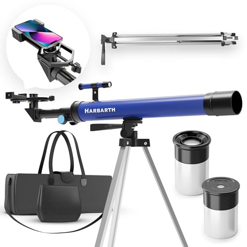 HARBARTH Teleskop Linsenteleskop + Okulare - Ideal für Erwachsene & Junge Astronomen - Fernrohr, Telescope Astronomy, Spiegelteleskop Kinder | Sterne, Planeten & Kosmos beobachten (HT_50/600)