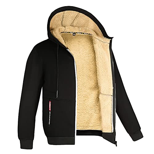 Sunnyuk Sweatjacke Herren Baumwolle, Kapuzenjacke Herren Fleece mit Reißverschluss Warm Fleecejacke Winterjacke Dicker Teddy Sweatjacke Sweatshirt Casual Oversized Hoodie Kapuzenpullover Jacke