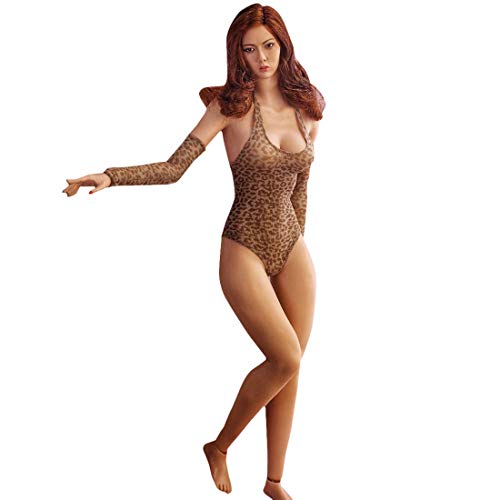 ZSMD 1/6 Actionfiguren Weiblich, 12 Zoll Weibliche Figur Körper Puppe mit 14 Bewegliche Gelenke und 1 Badeanzug mit Leopardenmuster