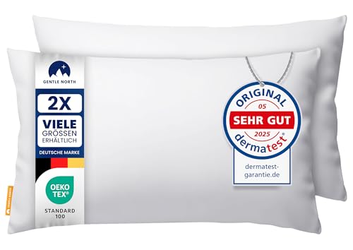 Gentle North Kopfkissen (40x60 cm groß) - 2er Set Kissen für Bett und als Dekokissen - Mit Reißverschluss für Füllung - Sofakissen - Zierkissen für Couch und Sofa - Ökotex - Waschbar bis 60° - Weiß