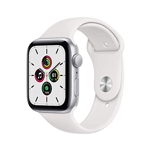 Apple Watch SE 2020 (GPS, 44MM) Aluminiumgehäuse Silber mit Blanc Sportarmband (Generalüberholt)