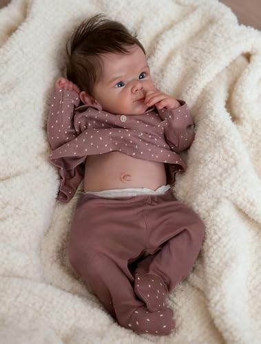 Zero pam Reborn Baby Vollsilikon Lebensecht, Reborn Baby Mädchen, 48CM Reborn Puppen Lebensecht, Puppe Wie Echtes Babys, Lebensechte Babypuppen, Reborns Puppen Mit Haaren