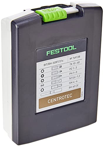 Festool Bitkassette BIT/BH-SORT/31x (mit Magnet-Bithalter, LS 4,5, LS 5,5, LS 6,5, HEX 4, HEX 5, HEX 6, Bit TX 10, TX 15, TX 20, TX 25, TX 30, TX 40, PH 1, PH 2, PH 3, PZ 1, PZ 2, PZ 3)