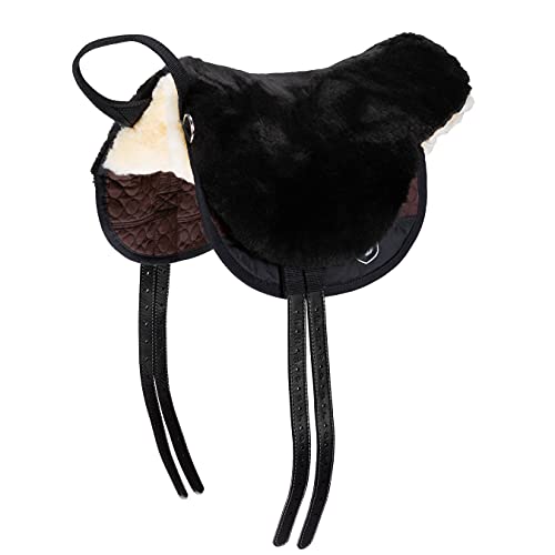 Werner Christ Fellsattel Basic Plus baumloser Lammfell-Sattel aus echtem Fell, mit herausnehmbaren Polstern, Bareback-pad, Pferde-Sattel in braun, Größen: Shetty