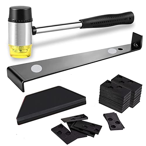 LATERN 43 Stück Laminatboden Kit, 26CM Doppelseitiger Gummihammer mit robustem Schlagklotz, Robuste Zugstange aus Stahl, 40 Stück Bodenabstandshalter - für die Verlegung von Laminatböden