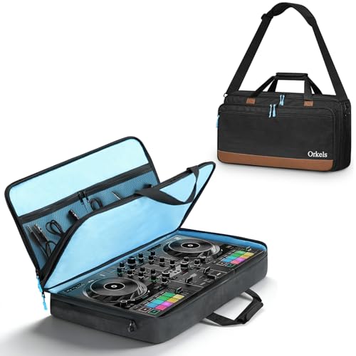 SUNDOY DJ Tragetasche kompatibel mit Pioneer/Numark/Hercules Controller – Stoßfester Transportkoffer mit Schultergurt & Zubehörfächern (60x39x12-CM)