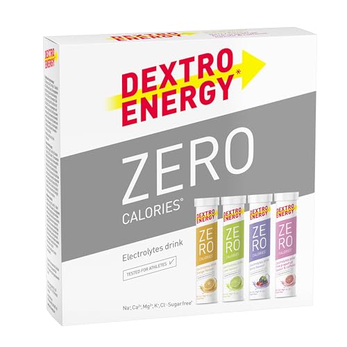 Dextro Energy Elektrolyte ohne Zucker 4x20 Tabletten (4er Pack) - Lime, Berry, Orange, Pink Grapefruit + Koffein Flavor