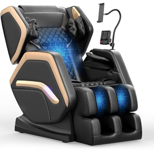 NAGLIFOR Massagesessel, Ganzkörper-Massagestuhl mit 14 Rollen, 8 Airbags Massage, Heizfunktion, Fußmassage, Bluetooth-Lautsprecher, Touch-Fernbedienung