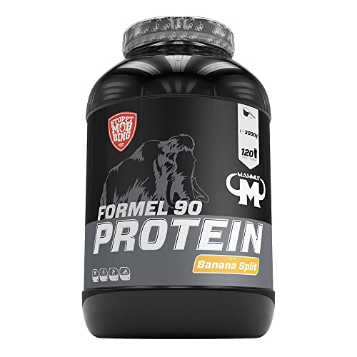 Mammut Nutrition Formel 90 Proteinpulver Banana Split – 3kg – 4-Komponenten Whey Protein Pulver mit Sojaproteinisolat, Milchprotein, Eiprotein & Vitamin B6 – 77% Eiweiß
