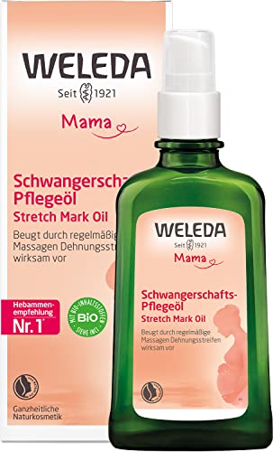 WELEDA Bio Mama Schwangerschafts-Pflegeöl - Naturkosmetik Massage Schwangerschaftsöl zur Vorbeugung von Schwangerschaftsstreifen / Dehnungsstreifen am Bauch, Oberschenkel und Brust (1 x 100ml)