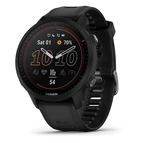 Garmin Forerunner® 955 Solar GPS Running Smartwatch mit Solarladefähigkeiten, abgestimmt auf Triathleten, ausdauernder Akku, Schwarz - 010-02638-00