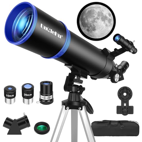 Teleskop für Astronomie für Kinder&Erwachsene Anfänger, 24x-180x, 80mm Öffnung 600mm astronomisches Refraktor-Teleskop mit Mondfilter&Stativ&Tasche, portables Reiseteleskop für ERD-&Mondbeobachtung