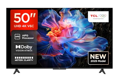 TCL 50V6C 50 Zoll Direct LED TV, 4K HDR Fernseher, Smart TV mithilfe von Google TV (Dolby Audio, Motion Clarity, Kompatibel mit Google Assistant)