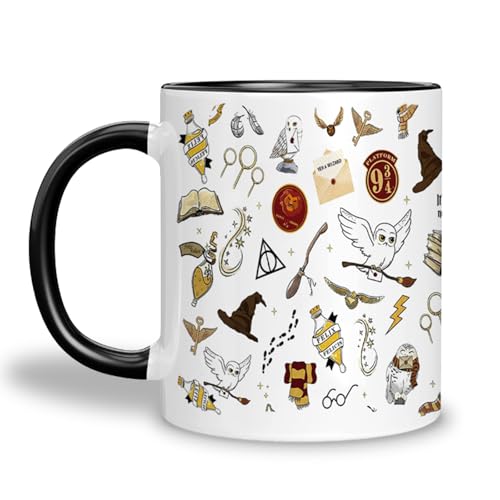 Kaffeebecher mit Magischem Weltmuster, Klassischer Zweifarbiger Keramik Tasse, Glühwein Tasse mit Henkel, 350ml Keramikbecher für Saft, Milch & Bier, Perfekte Geschenk für Romanliebhaber & Filmfans