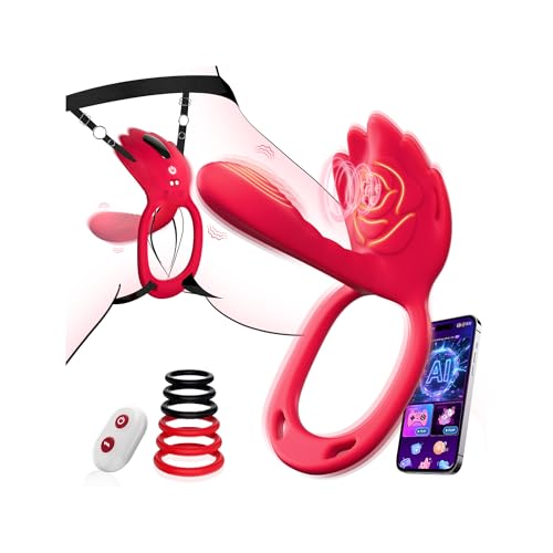 Tagnaff Leise Vibrator Sex Spielzeug für die Paare Frau Extrem Sex mit 6 Penisring, KI-Dialog Butterfly Vibratorensets für Frauen Klitoris, Dildo Vibration für Frauen, Bdsm Sexspielzeug Sets, Sex Toys