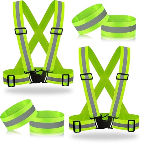 Warnweste, 2 Stück Warnweste Fahrrad, Reflektoren Kleidung, Reflektor Weste, Reflektorbänder Sicherheitsweste mit Elastisch, für Jogging,Radfahren,Wandern,Motorrad-Reiten oder Laufen