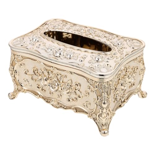 Cabilock Goldene Taschentuchbox Vintage Kosmetiktücher Spender Elegant Für Zuhause Büro Wohnzimmer Schlafzimmer Dekoration Praktisch Und Kompakt