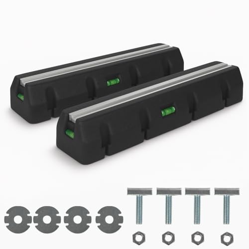 ENVIRON- Dämpfsockel für Wärmepumpe mit Wasserwagen und massivem Befestigungs-Set | 2 Stück | UV-beständig 700kg belastbar (600 mm) | Bodenkonsole Antivibrationsfüße