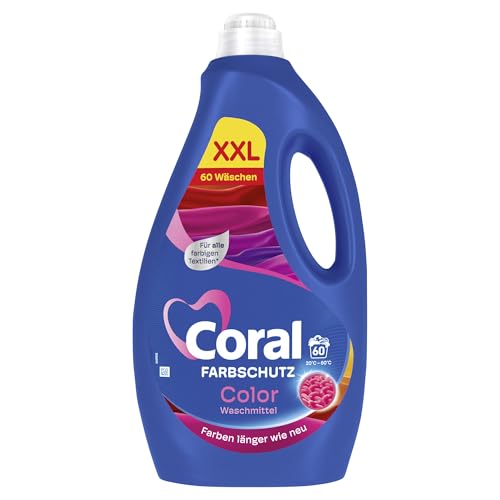 Coral Farbschutz Color Waschmittel Flüssigwaschmittel für Farben länger wie neu XXL 60 WL