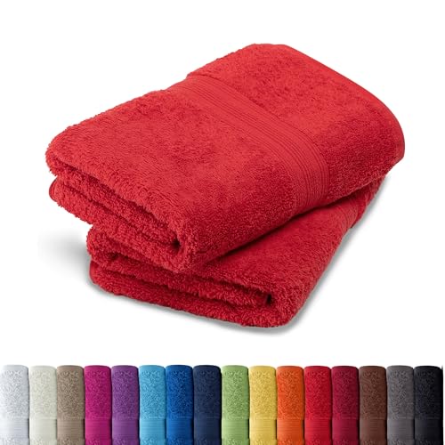 AR Line 2er Pack zum Sparpreis, Frottier Handtuch-Serie - in 8 Größen und 16 Farben 100% Baumwolle 500 g/m², 2er Pack Handtücher (50x100 cm) in Rot