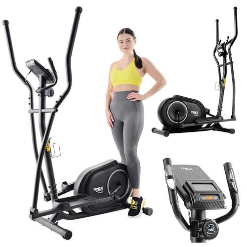 TREX SPORT Crosstrainer für zuhause TX-400CT Dash | Ellipsentrainer mit 10-stufigen Widerstand, Pulssensoren, Display, Tablet-Halterung | leise, bis 120kg